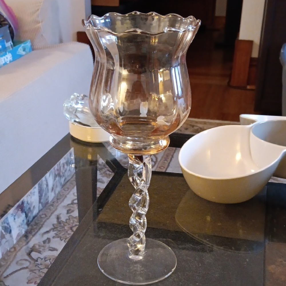 PEACH GLASS CELEBRATIONS VOTIVE HOLDER